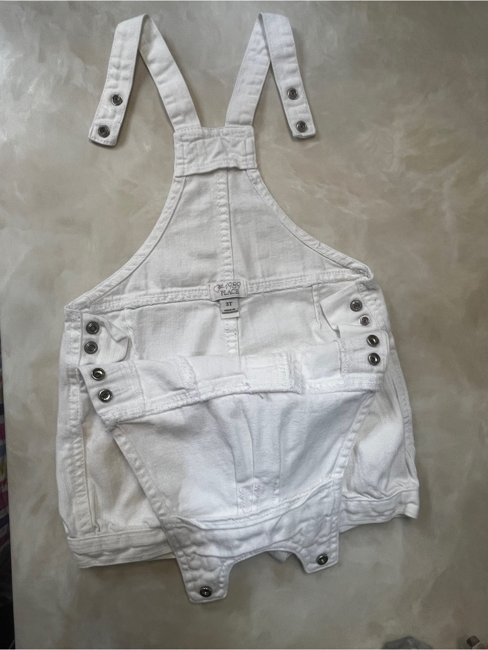 3️⃣ 100% Cotton White Floral Embroidered Short Overalls 3T - Picture 7 of 9